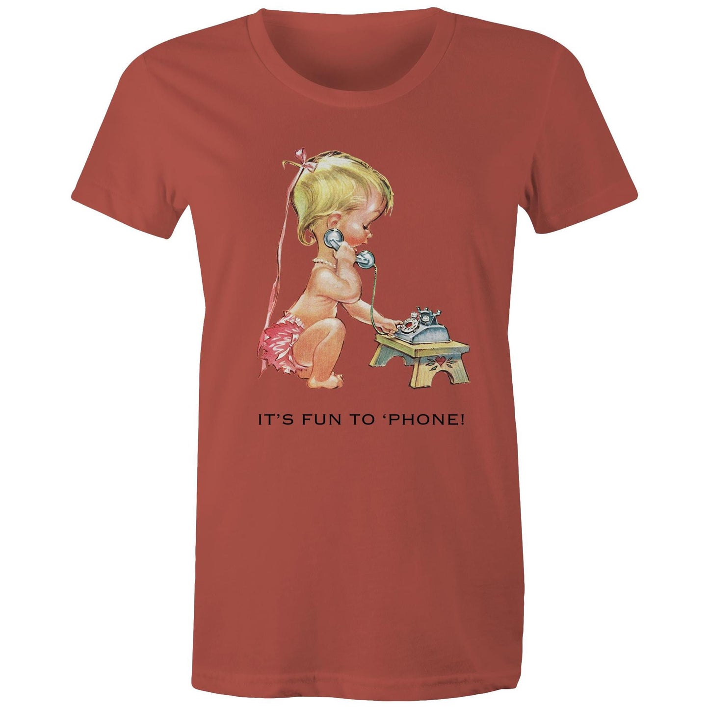 Women's t-shirt - Baby using Telephone (Free shipping)