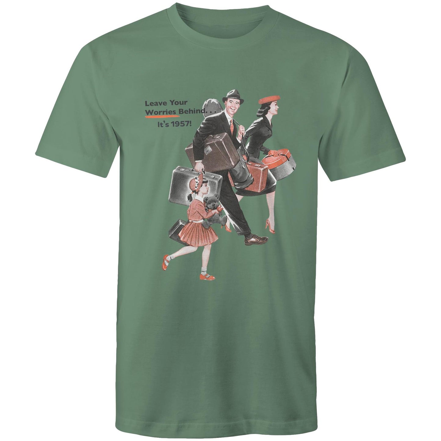Mens T-Shirt - Leave Your Worries Behind. It's 1957! (Free Shipping)