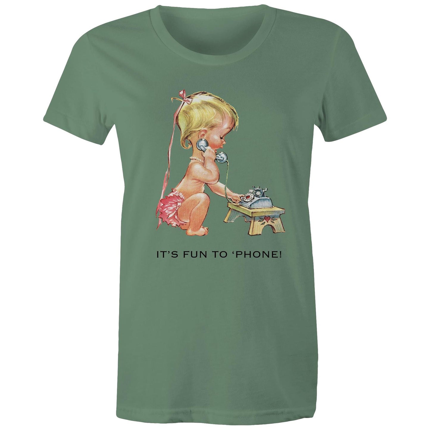 Women's t-shirt - Baby using Telephone (Free shipping)