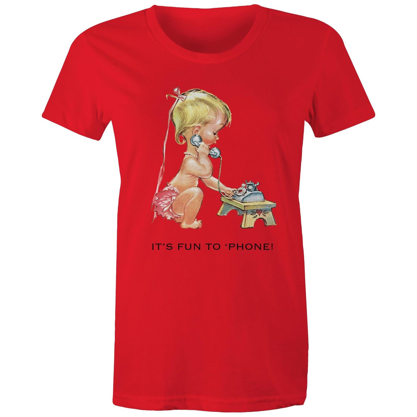 Women's t-shirt - Baby using Telephone (Free shipping)