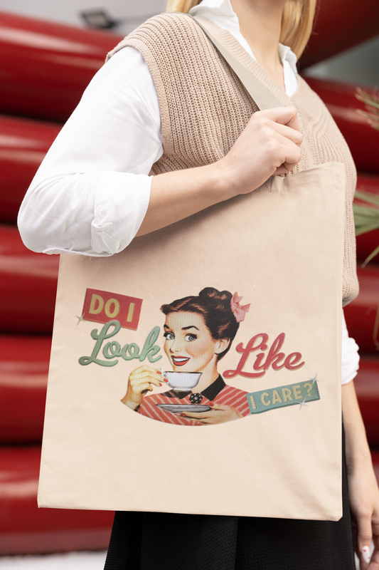 Shoulder Canvas Tote Bag - Do I Look Like I Care